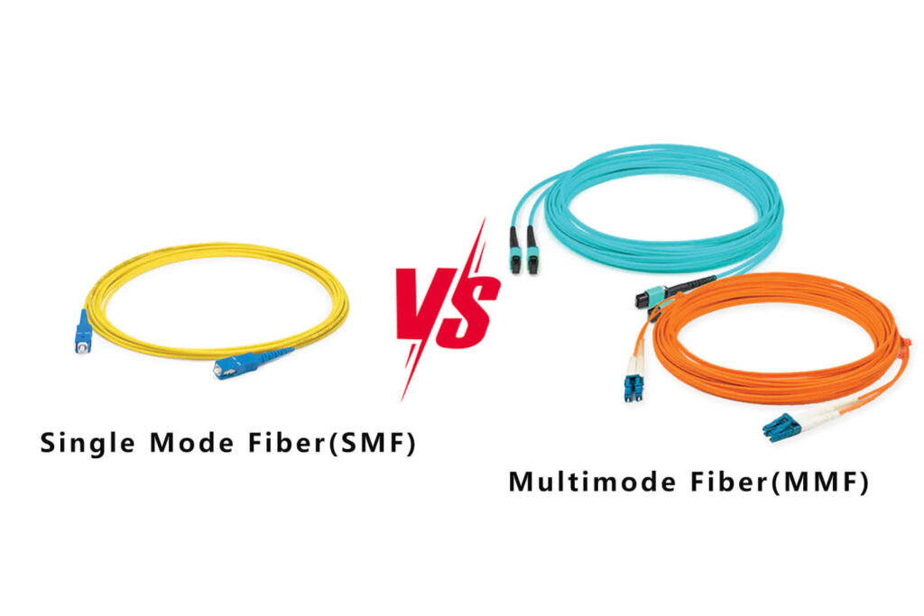 Comparación de cables de conexión de fibra monomodo (SMF) y fibra multimodo (MMF)