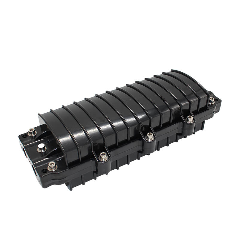 Front view of 48 cores horizontal fiber optic splice closure