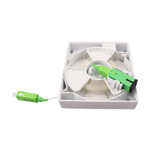 1 port type retractable pigtial fiber outlet box-side open view