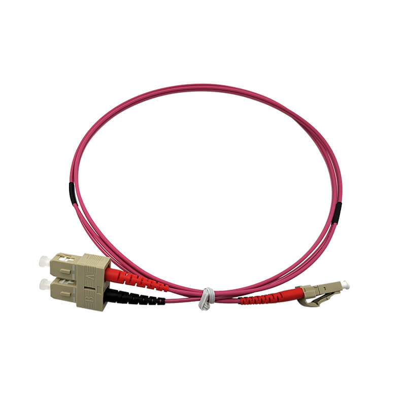 lc to sc multimode om4 fiber patch cable front view