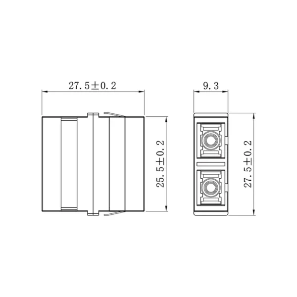sc duplex apc upc adapter size