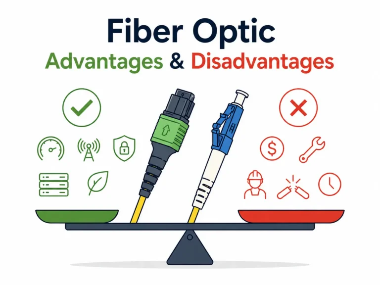 Fiber optic cables connecting high-density AI data center equipment