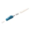 Connecteur à fibre optique bleu de type LC UPC de 2,0 mm à sertir, avec bague de sertissage et capuchon de protection