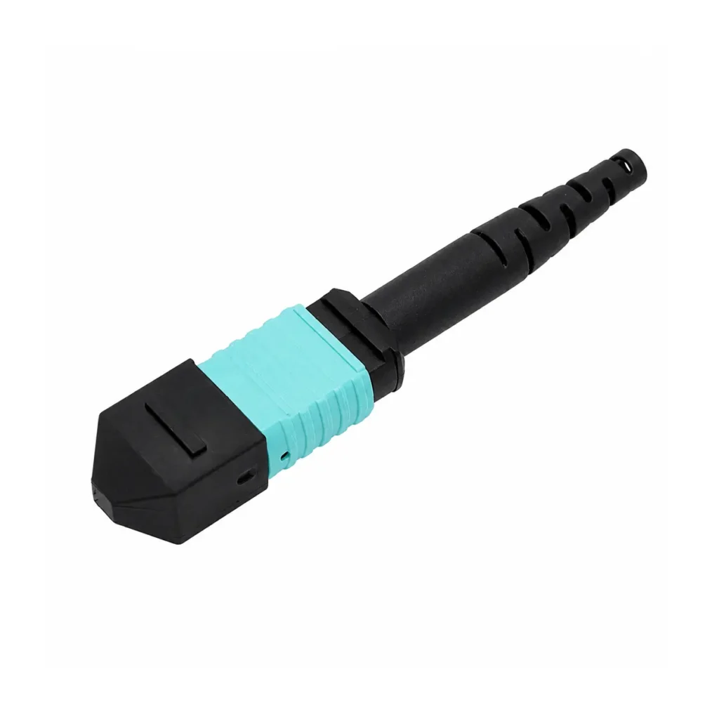 Оптический разъем Aqua 24F MPO UPC с штекером, черной пылезащитной крышкой и защитным чехлом