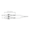 Disegno quotato di un connettore in fibra ottica duplex SC UPC da 3,0 mm con lunghezza di 57 mm
