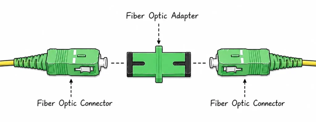 SC-APC-Glasfaseradapter mit Steckern