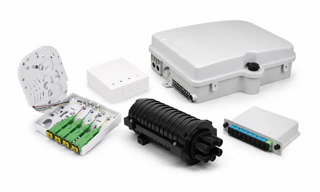 Scatole di distribuzione in fibra ottica, scatole terminali, chiusure di giunzione e prodotti per l'accesso in fibra ottica