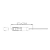 Desenho com dimensões de um conector de fibra óptica LC de 0,9 mm com 31,5 mm de comprimento