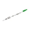 Exploded view of FC UPC fiber optic connector components with green boot